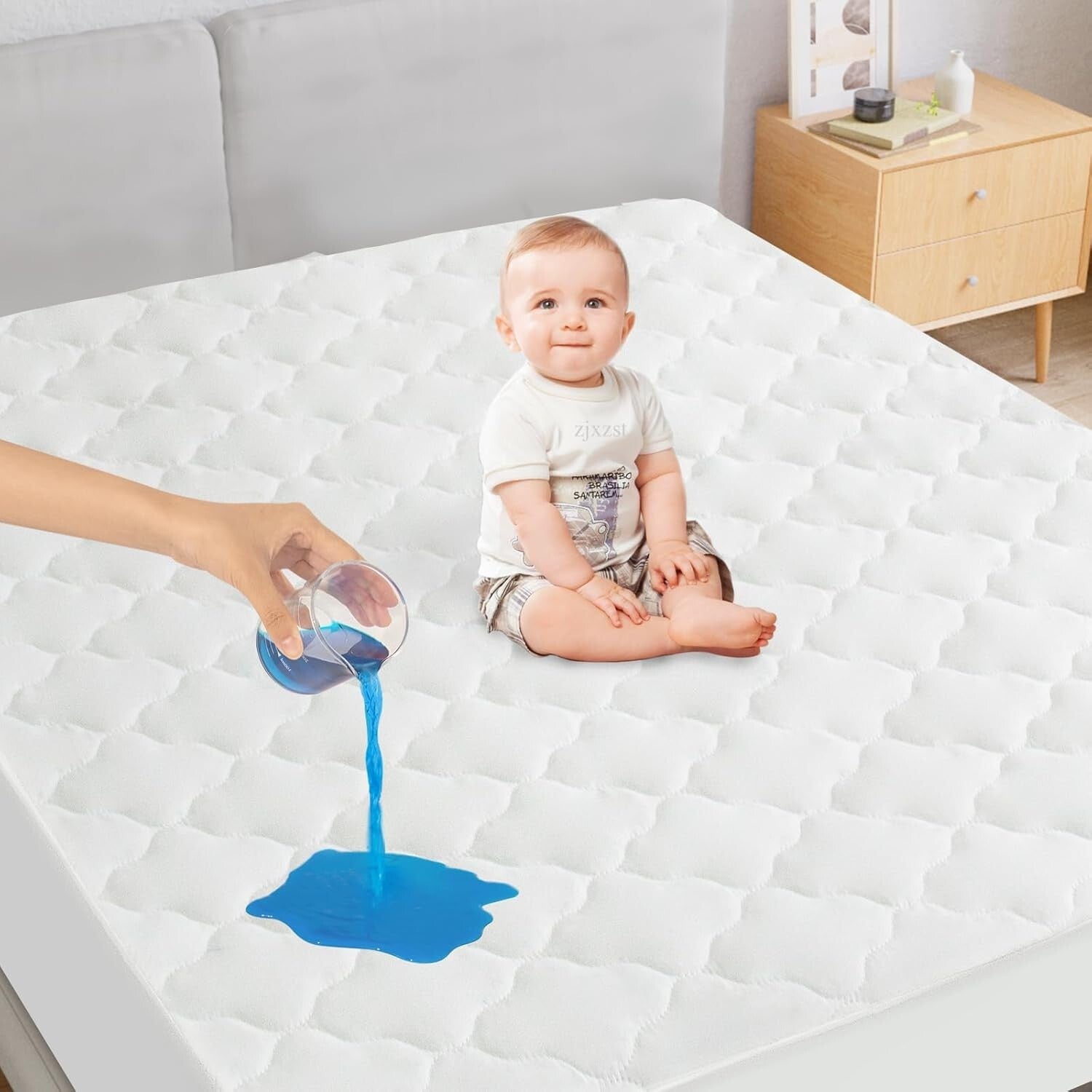 Deep Pocket Waterproof Split Top King Mattress Protector with Stain Protection