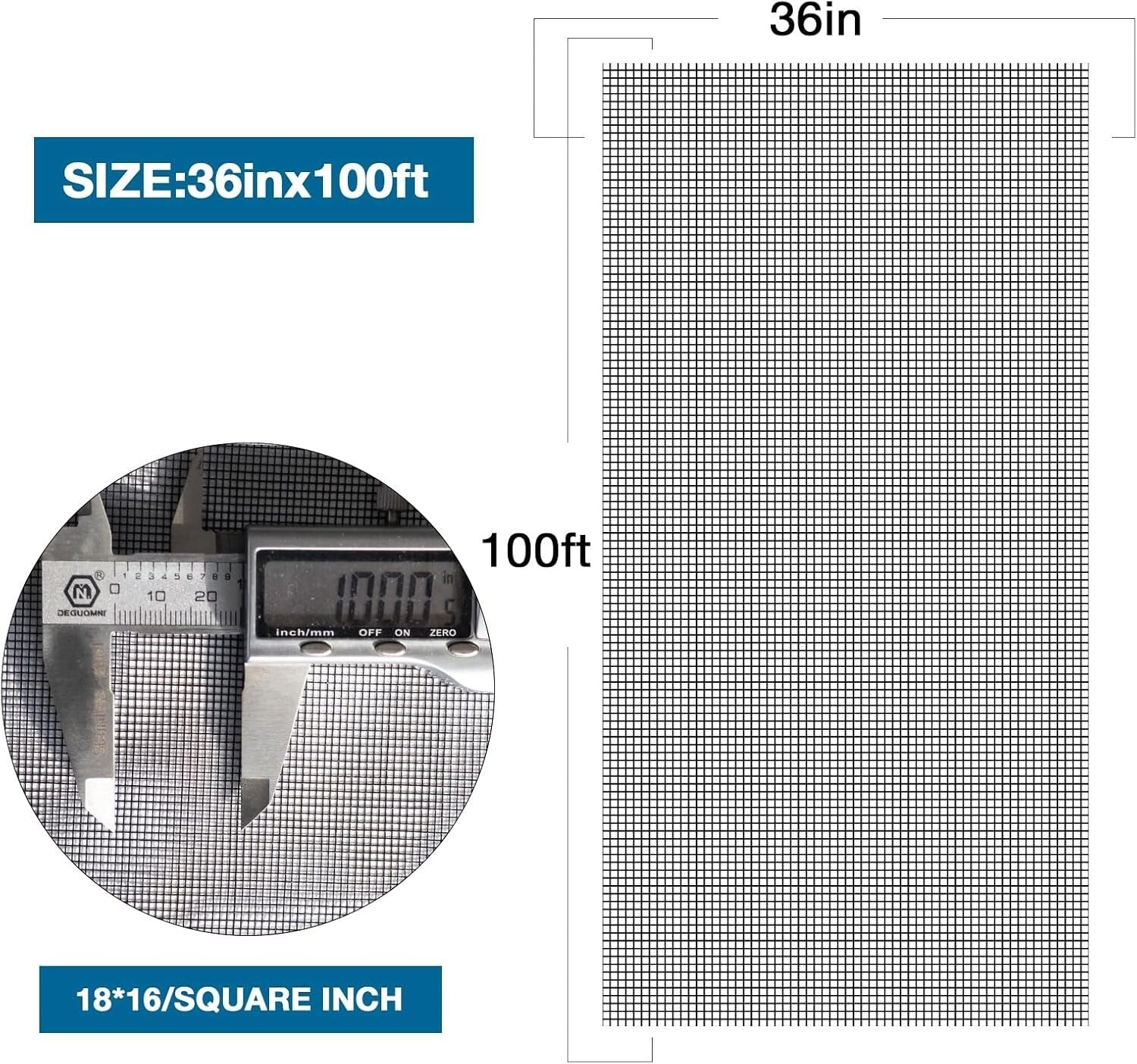 Flexible 36" x 100' Black Fiberglass Window Screen - Customizable Bug Prevention