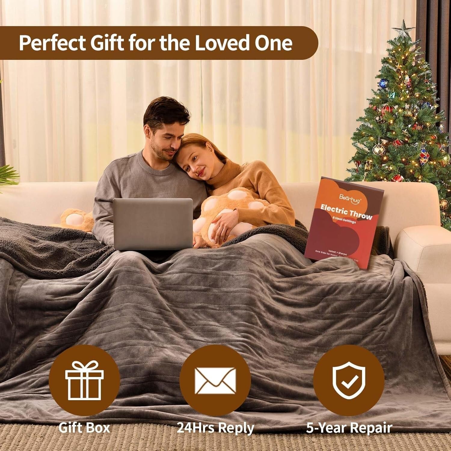 King Size Heated Blanket 100"x90" - Dual Controller with 10 Heating Levels