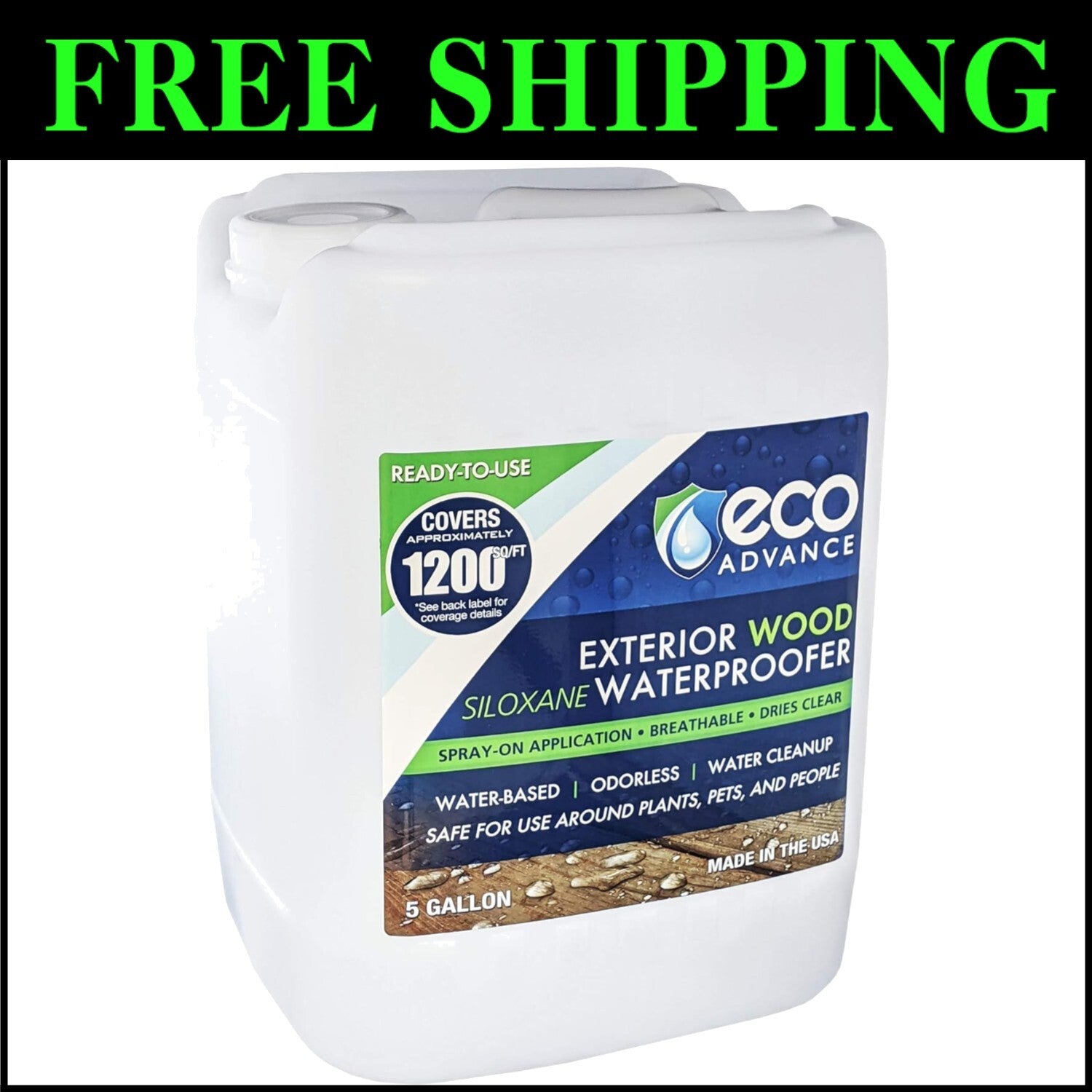 Commercial-Grade Siloxane Water Repellent for Wood - 5 Gallon, Safe for Family