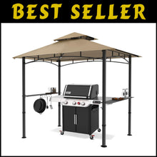 Load image into Gallery viewer, Water-Resistant 8x5 Grill Gazebo with Rustproof Frame &amp; Dual LED Lights