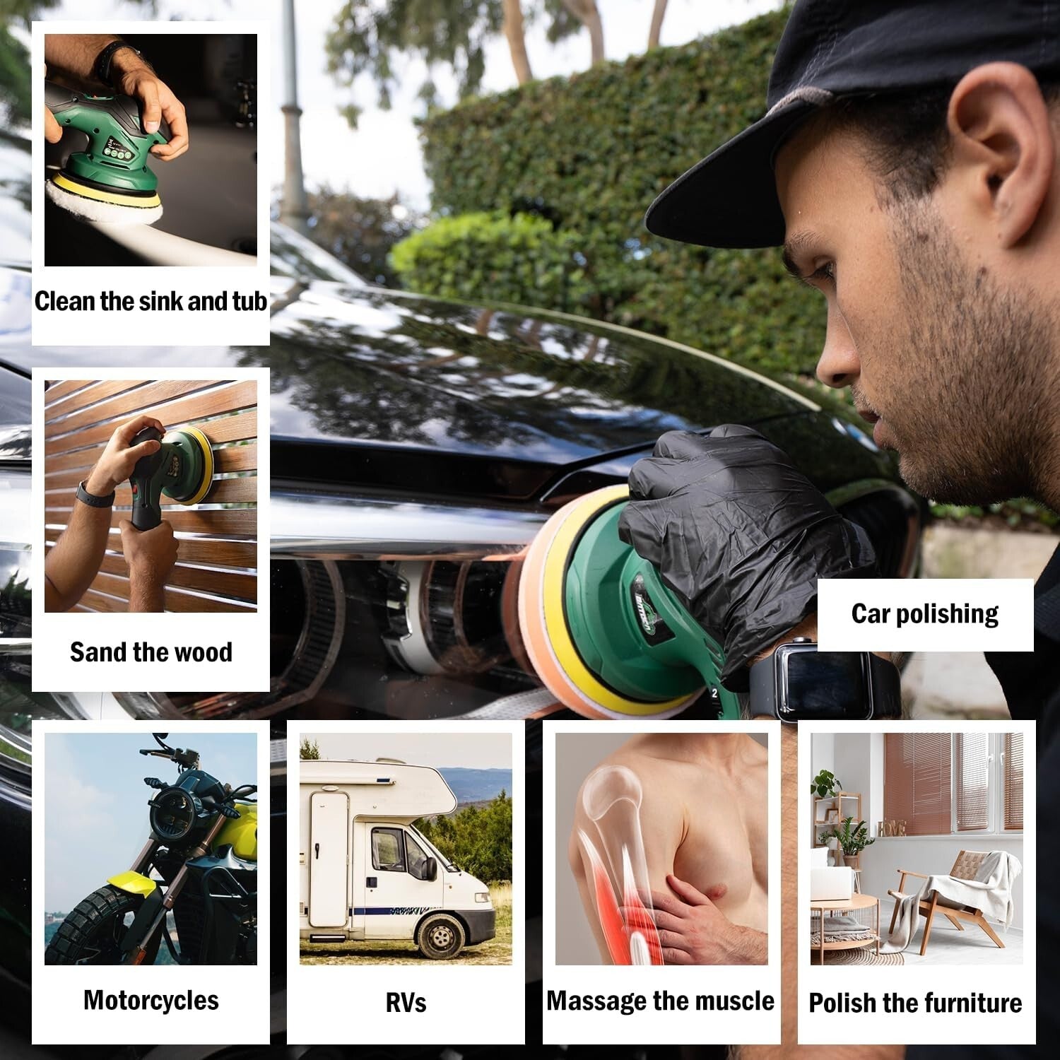 Lightweight 12V Cordless Buffer - 6 Variable Speeds for Ultimate Car Detailing