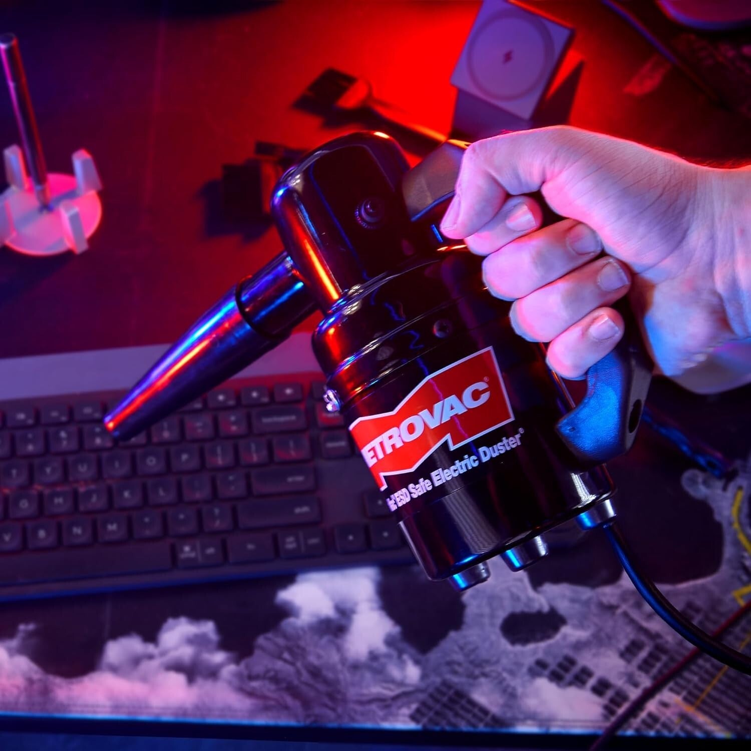 Professional Quality Antistatic Electric Duster with 4-Piece Tool Kit - Compact