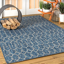 Load image into Gallery viewer, Stylish 5'3"x7'7" Navy/Light Gray Geometric Rug - Easy Clean and Stain-Resistant