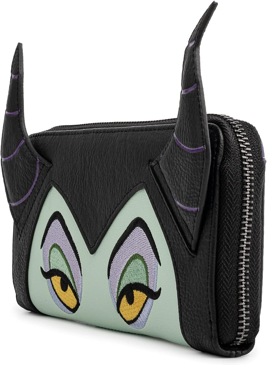 Sleeping Beauty Maleficent Face Wallet - 8 Card Slots & Zippered Coin Pocket