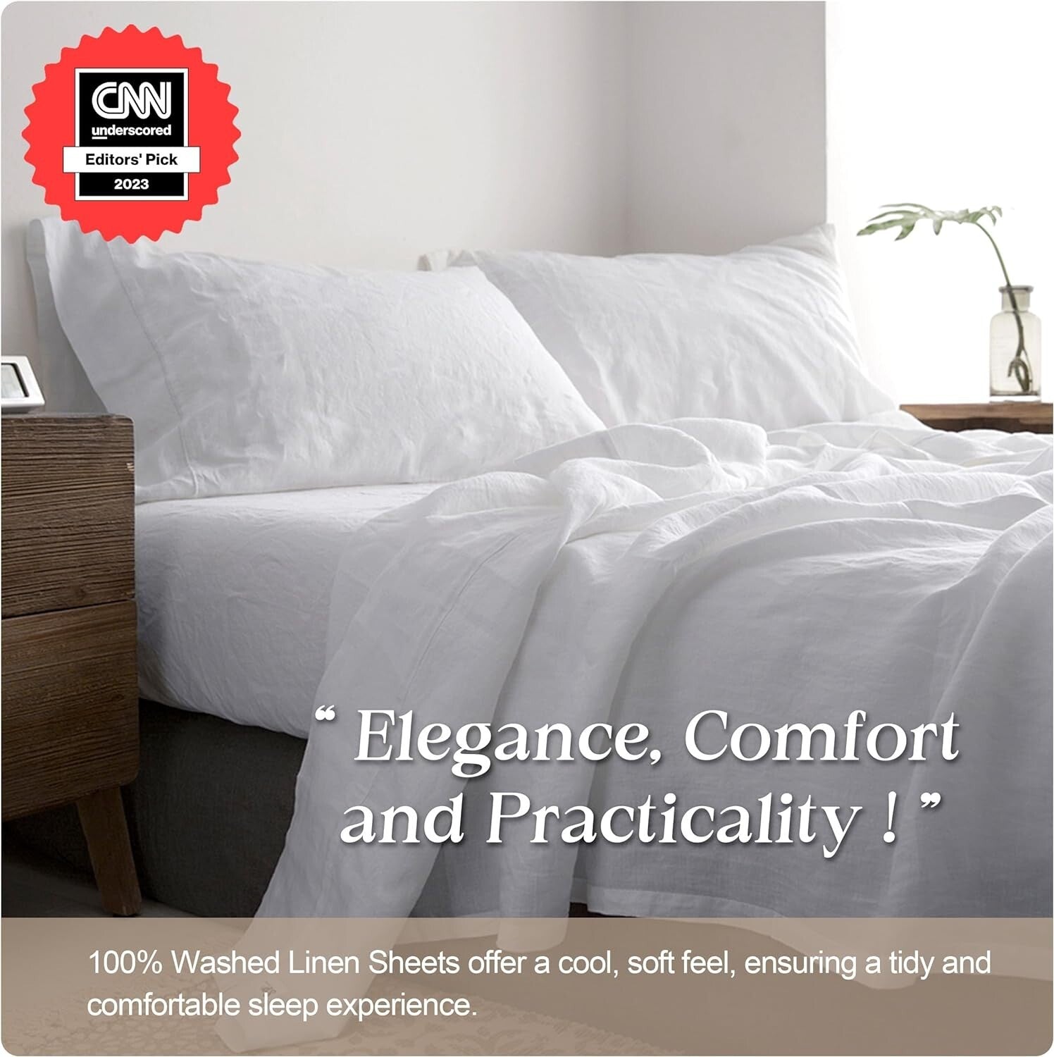 Elegant 4-Piece King Linen Sheet Set - Deep Fitted and Breathable Comfort