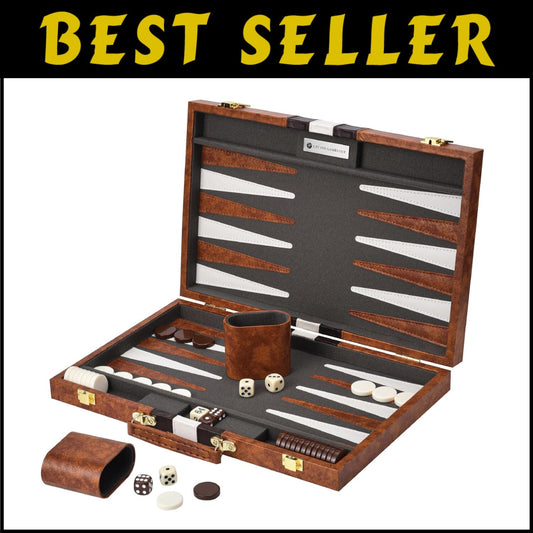 Elegant Medium Backgammon Set with Felt Interior - 2 Player Game Experience