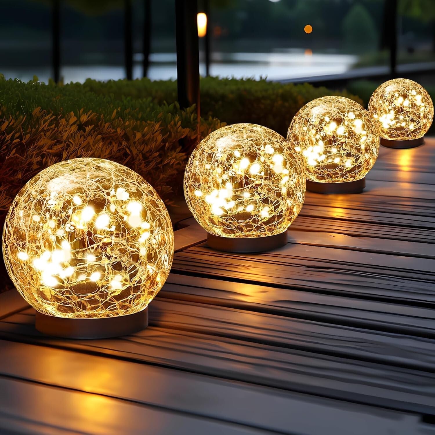 Remote-Controlled Solar Garden Lights - Waterproof Cracked Glass Styled Globes