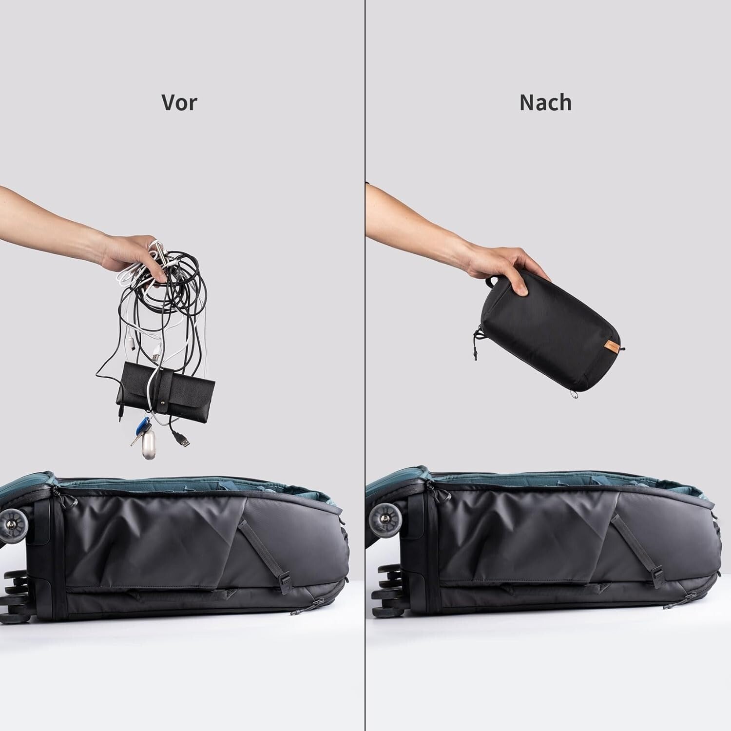 Waterproof Travel Tech Organizer Pouch for Electronics & Accessories - Black