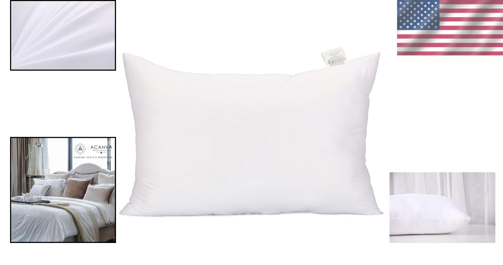 Down Alternative Fluffy Bed Pillow - Extra Soft Standard 20x26, Machine Washable