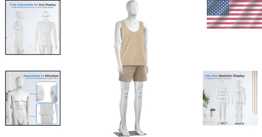 Sturdy 73-Inch Male Mannequin with Adjustable Design for Eye-Catching Displays