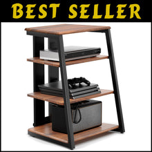 Load image into Gallery viewer, Elegant Corner Shelf for Record Player &amp; Media with Adjustable Wooden Shelves
