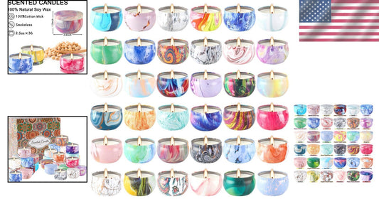 Elegant Gift Set: 36 Natural Soy Wax Scented Candles with Classic Fragrances