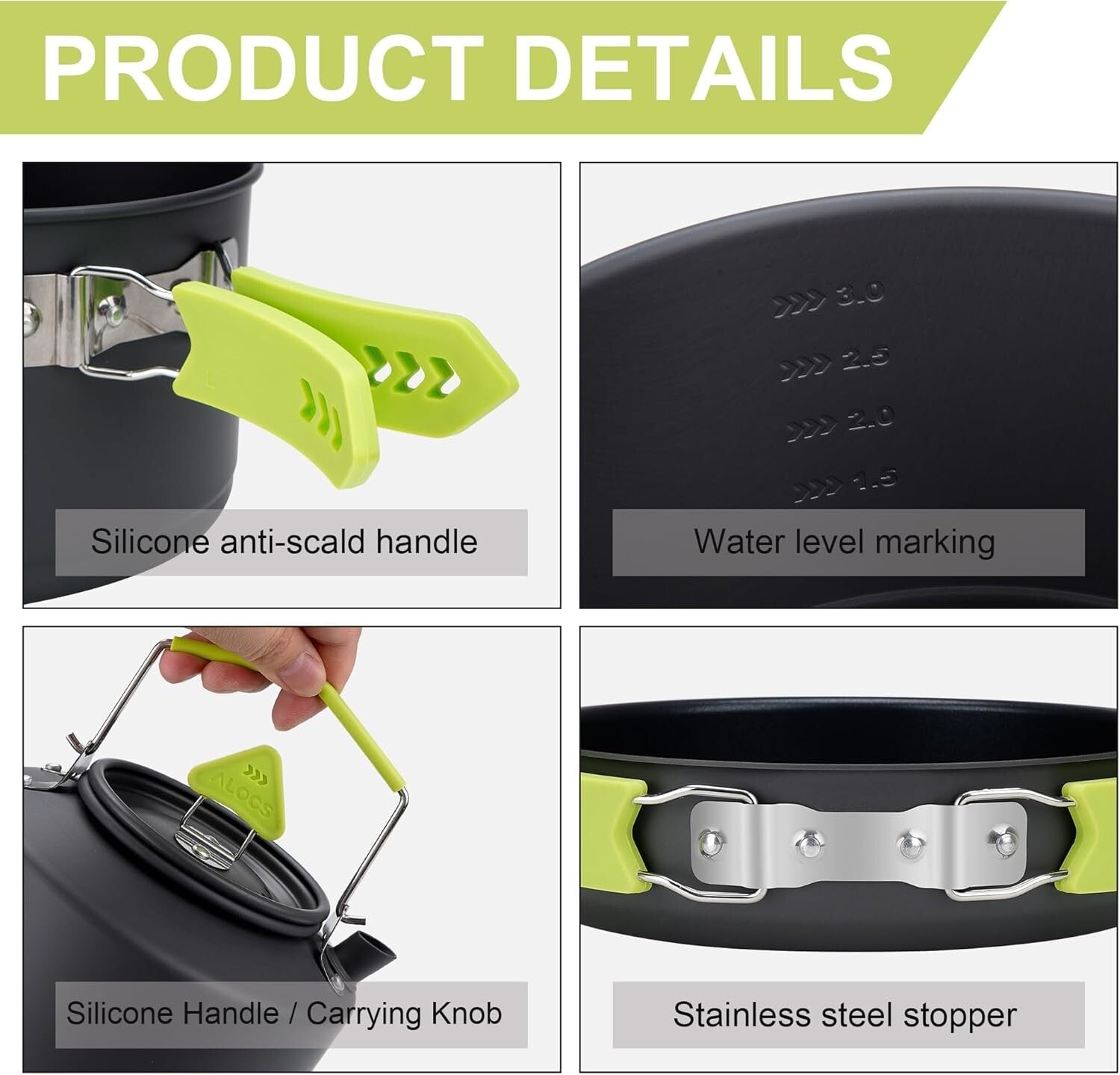 18-Piece Non-Stick Camping Cookware Set for 4-6 People - Ultra Lightweight Gear