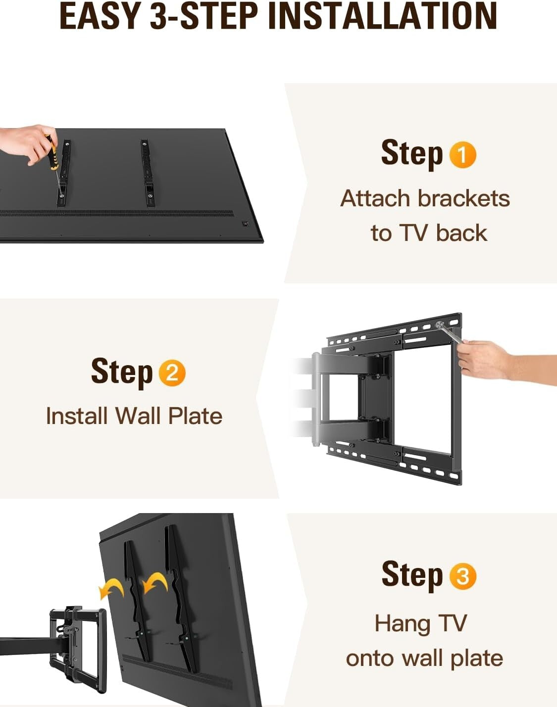 Durable TV Wall Mount for 42-86" TVs - Easy Install, Centering & Glare Reduction