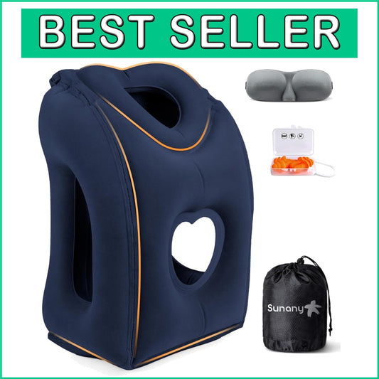 Ergonomic Inflatable Neck Pillow for Ultimate Travel Comfort - Eye Mask Included