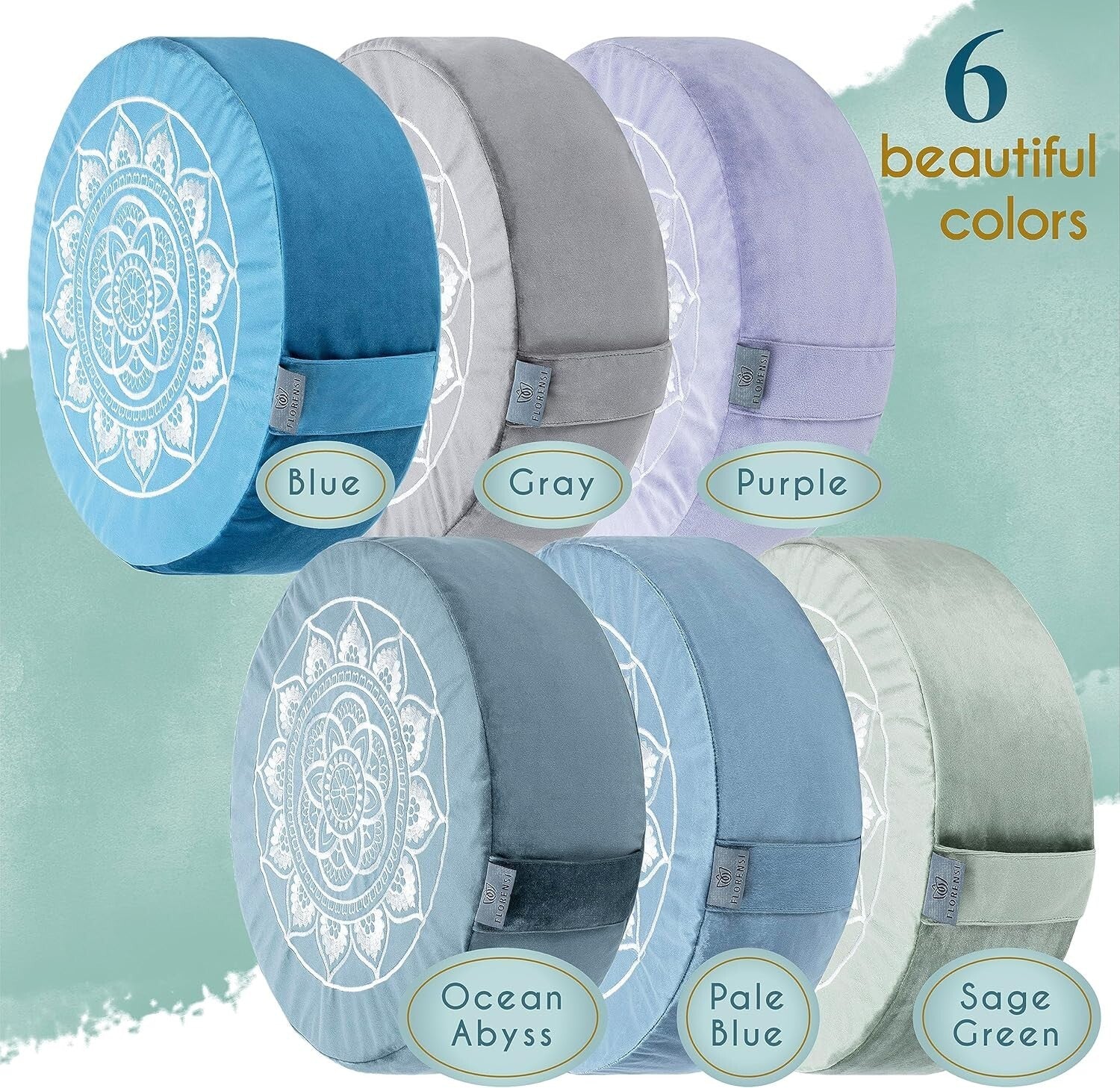 Premium Velvet Yoga Cushion with Posture Support - Beautiful Mandala Design