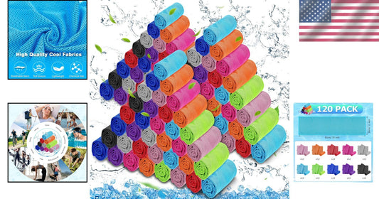 120 Pack Cooling Towels - Microfiber Ice Chilly Gym Towels for Summer Activities