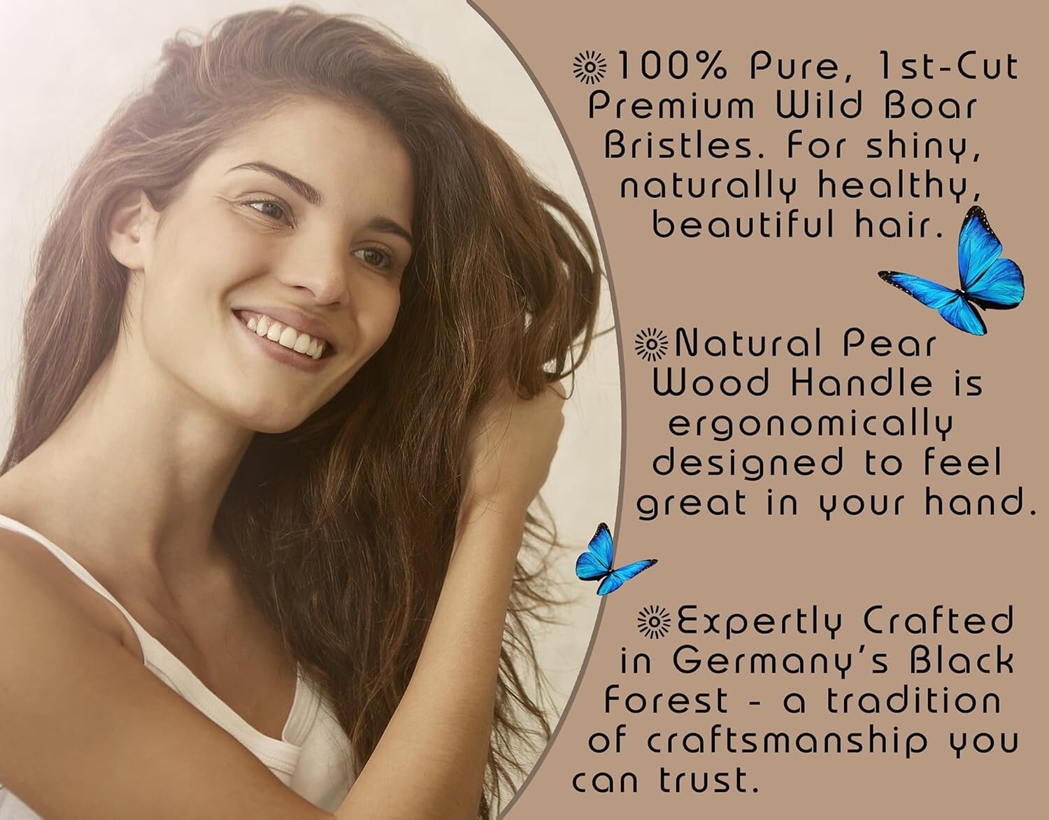 Luxury Boar Bristle Hairbrush for Fine to Medium Thick Hair - Made in Germany