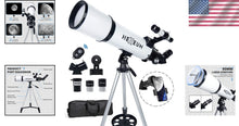 Load image into Gallery viewer, Complete Astronomy Package: 80mm Refracting Telescope with Tripod, Remote &amp; Case