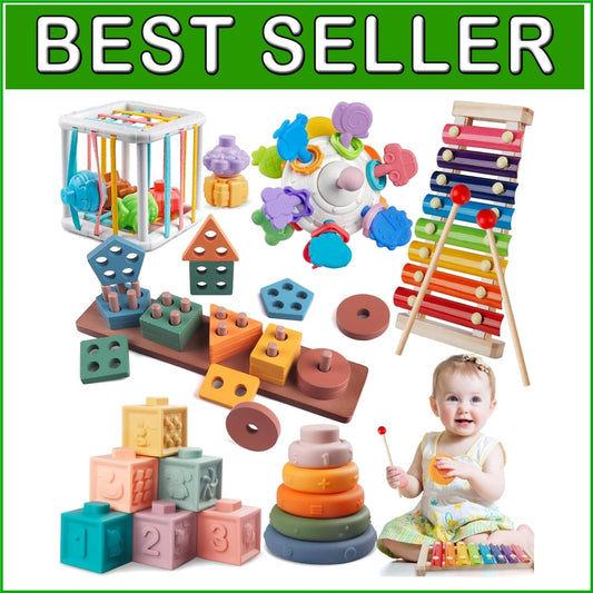 6-in-1 Montessori Baby Toy Set: Stacking, Sorting & Musical Fun for Infants