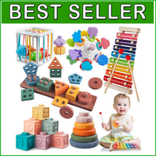 Load image into Gallery viewer, 6-in-1 Montessori Baby Toy Set: Stacking, Sorting &amp; Musical Fun for Infants
