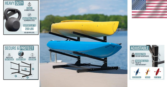 Industrial-Grade Freestanding Kayak Holder - 2 Levels, Easy Setup and Versatile