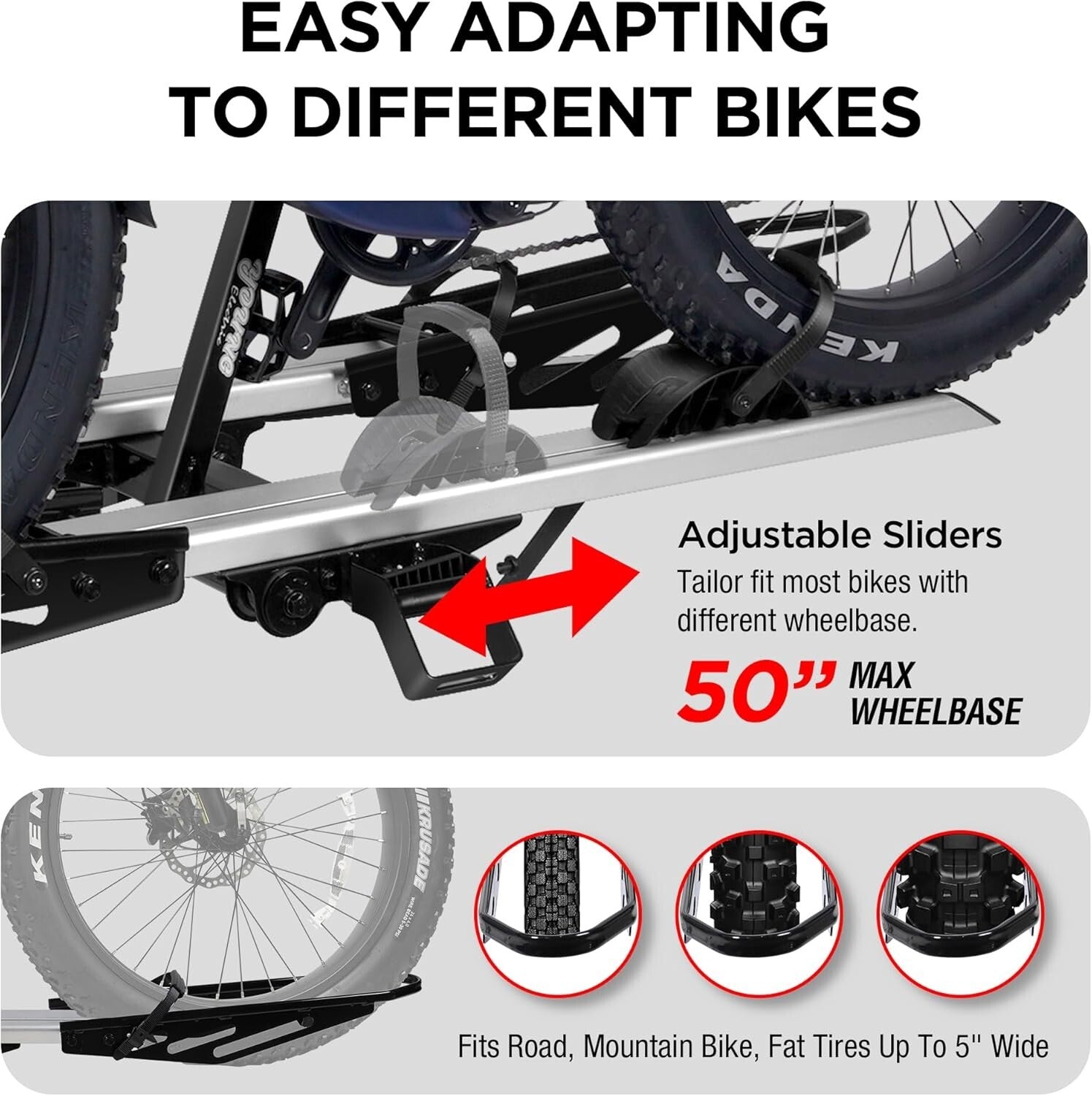 Heavy-Duty Hitch Mount Bike Rack for E-Bikes - Fits SUVs & RVs with 2” Receiver