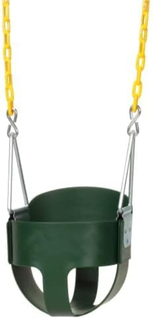 Durable Green Full Bucket Swing for Toddlers - Rust-Resistant, Fully Assembled