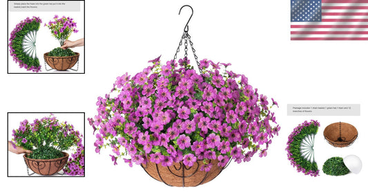 Realistic Artificial Daisy Hanging Basket for Indoor and Outdoor Spring Style