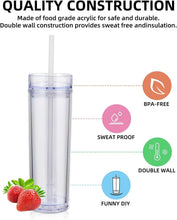 Load image into Gallery viewer, Bulk 10 Pack of Insulated 16oz Acrylic Tumblers with Straw &amp; Lid - Clear Design