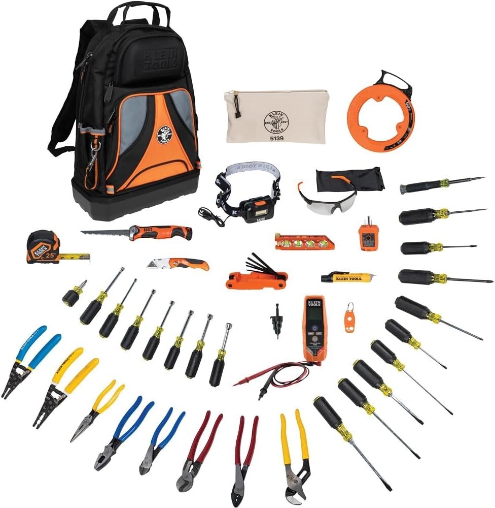 41-Piece Professional Hand Tools Kit with Backpack & Safety Glasses Included