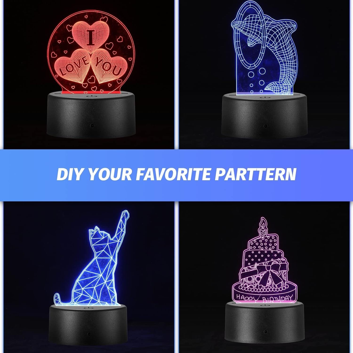 Transform Your Space with 12 Acrylic Sheets & LED Lamp Bases - Perfect for Gifts