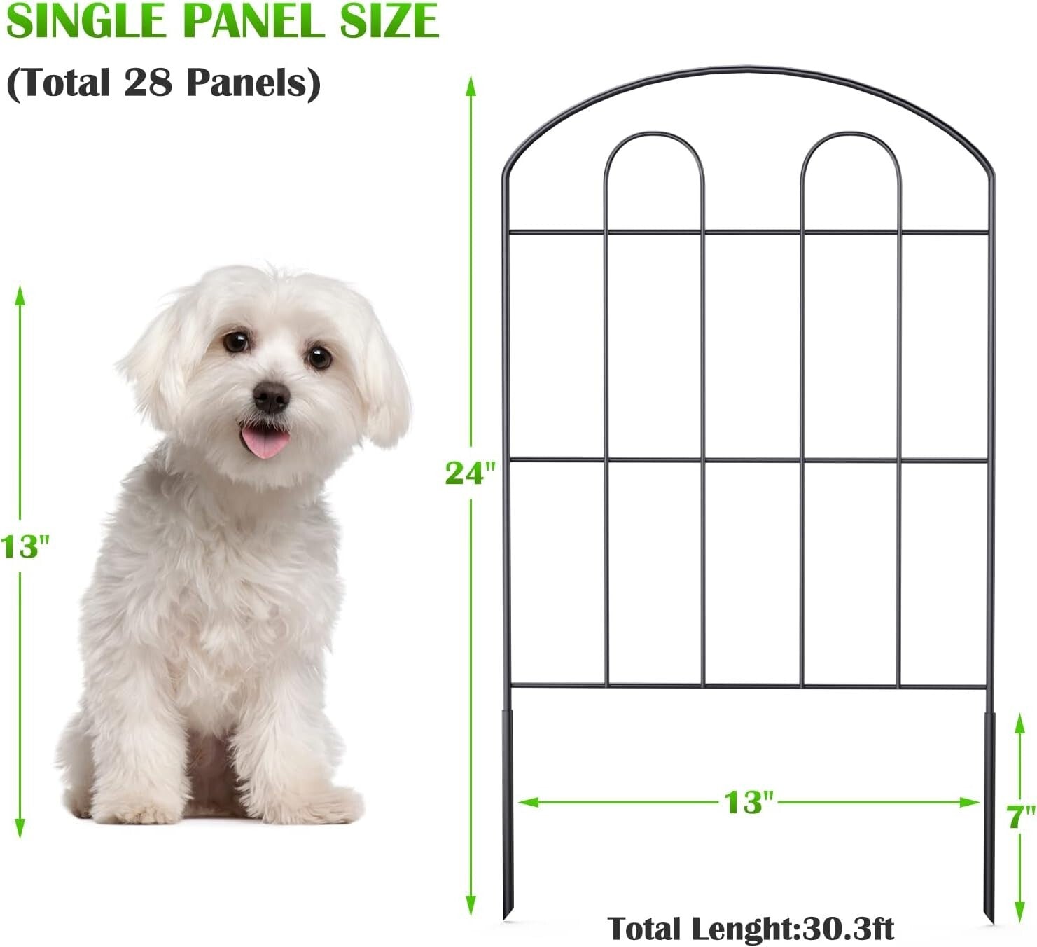 Multi-Purpose Wrought Iron Garden Fence - 28 Decorative Panels, Easy to Assemble