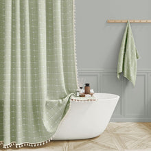 Load image into Gallery viewer, Heavy Duty 72x84-Inch Shower Curtain Set with Boho Tassels and Hooks Included