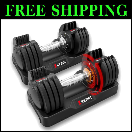 Durable Adjustable Dumbbell Set with Safety Weight Dial - 25lb/40lb/55lb/60lb