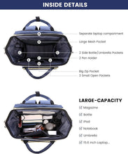 Load image into Gallery viewer, Versatile 15.6-Inch Navy Backpack with Laptop Compartment &amp; 22 Pockets for Women
