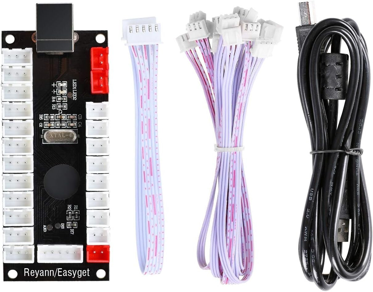 DIY LED Arcade Controller Kit - Includes 2 Joysticks & 20 Colorful Buttons