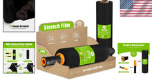 Load image into Gallery viewer, Heavy Duty 15in x 1000ft Plastic Stretch Film Roll with Handles - Black, 2 Pack