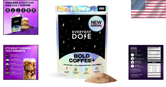 Bold Medium Roast Mushroom Coffee with Collagen & Adaptogens for Enhanced Focus