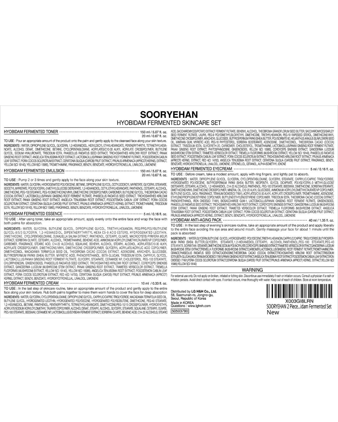 Hyobidam Premium Fermented Skincare Set with Wild Ginseng - 13.53 fl oz