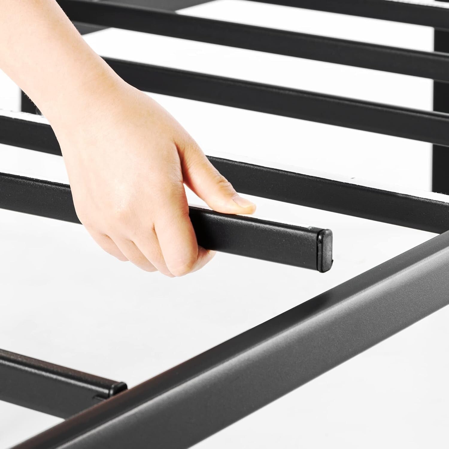 14-Inch Heavy-Duty Black Metal Platform Bed – Queen Size, No Box Spring Required