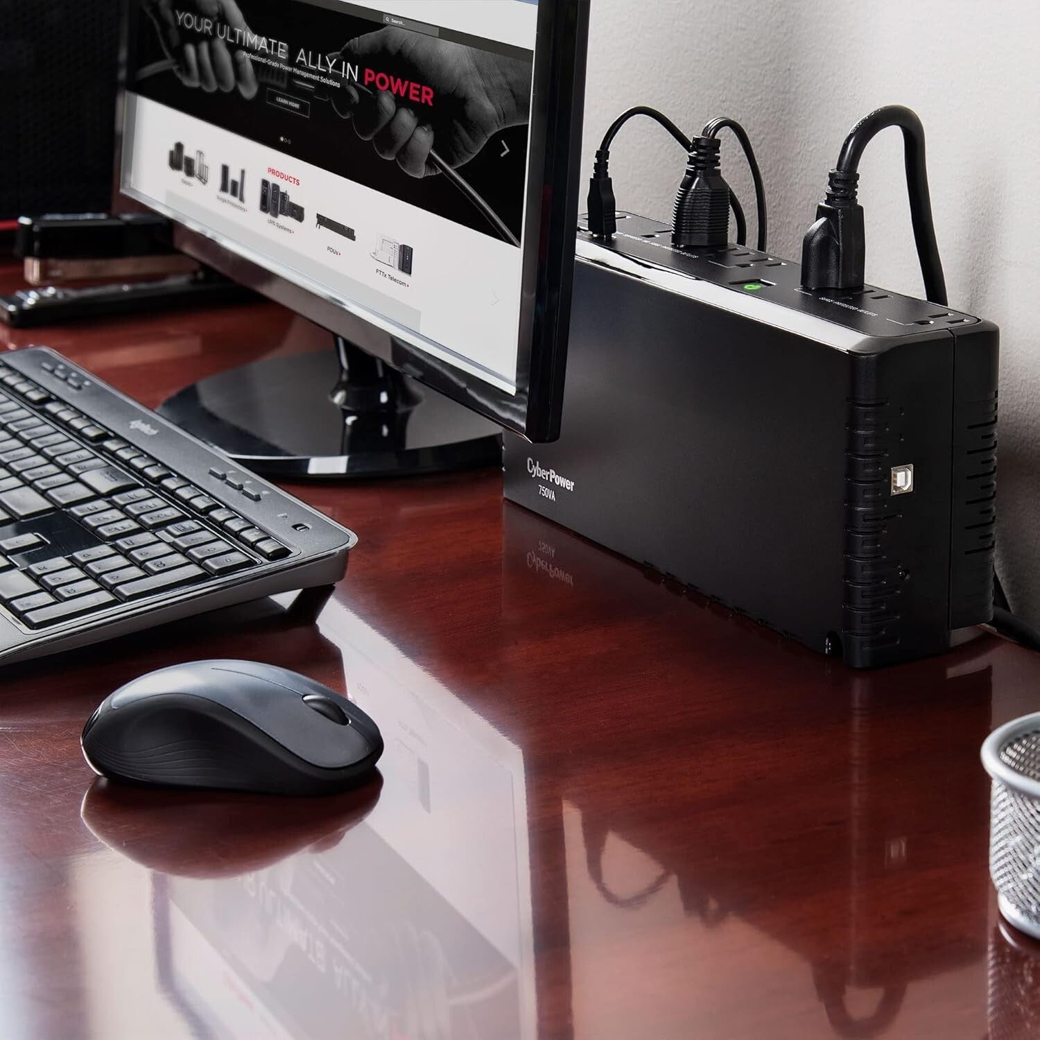 Compact 700VA UPS with Surge Protection & USB Charging - Black Power Supply