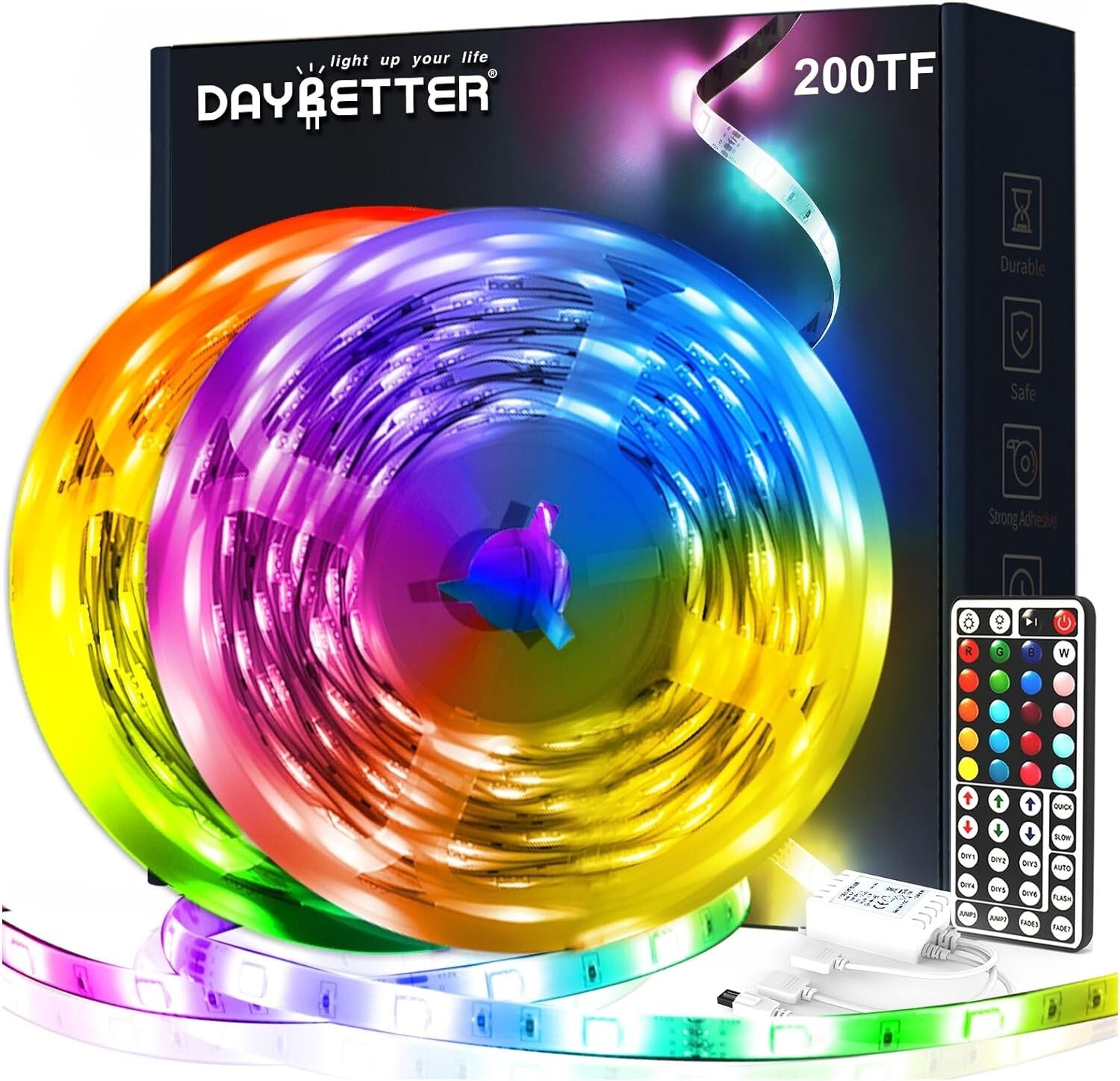 Double Roll 200ft LED Strip Lights with 44-Key Remote - Perfect for Parties