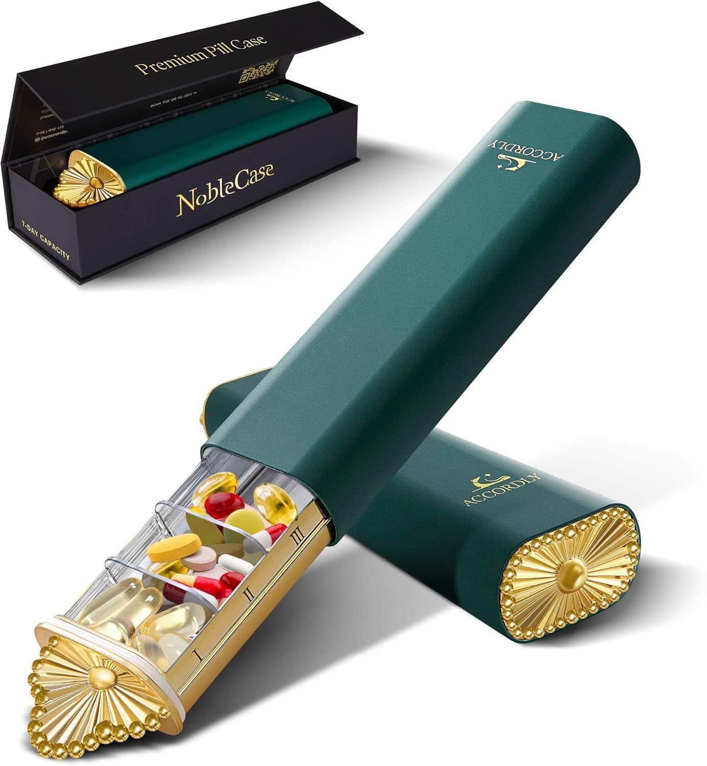 Elegant Weekly Pill Organizer: Crush-Proof Travel Case for Vitamins & Medicines