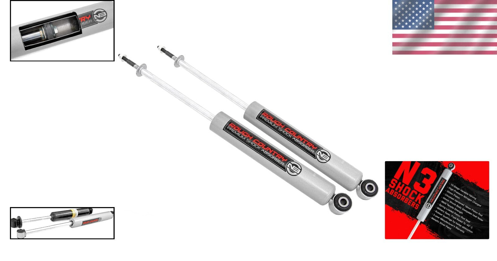 Pair of High-Performance Shocks for 4WD Jeep Wrangler & Trucks - -40°C Rated