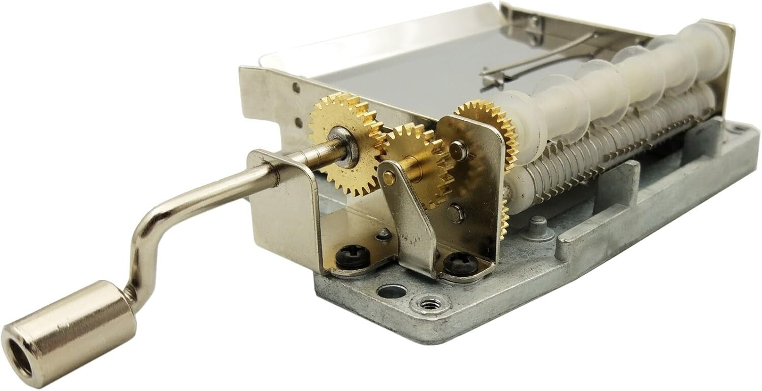 Hand Crank 30 Note Music Box Movement with Copper Gear - Perfect for DIY Lovers