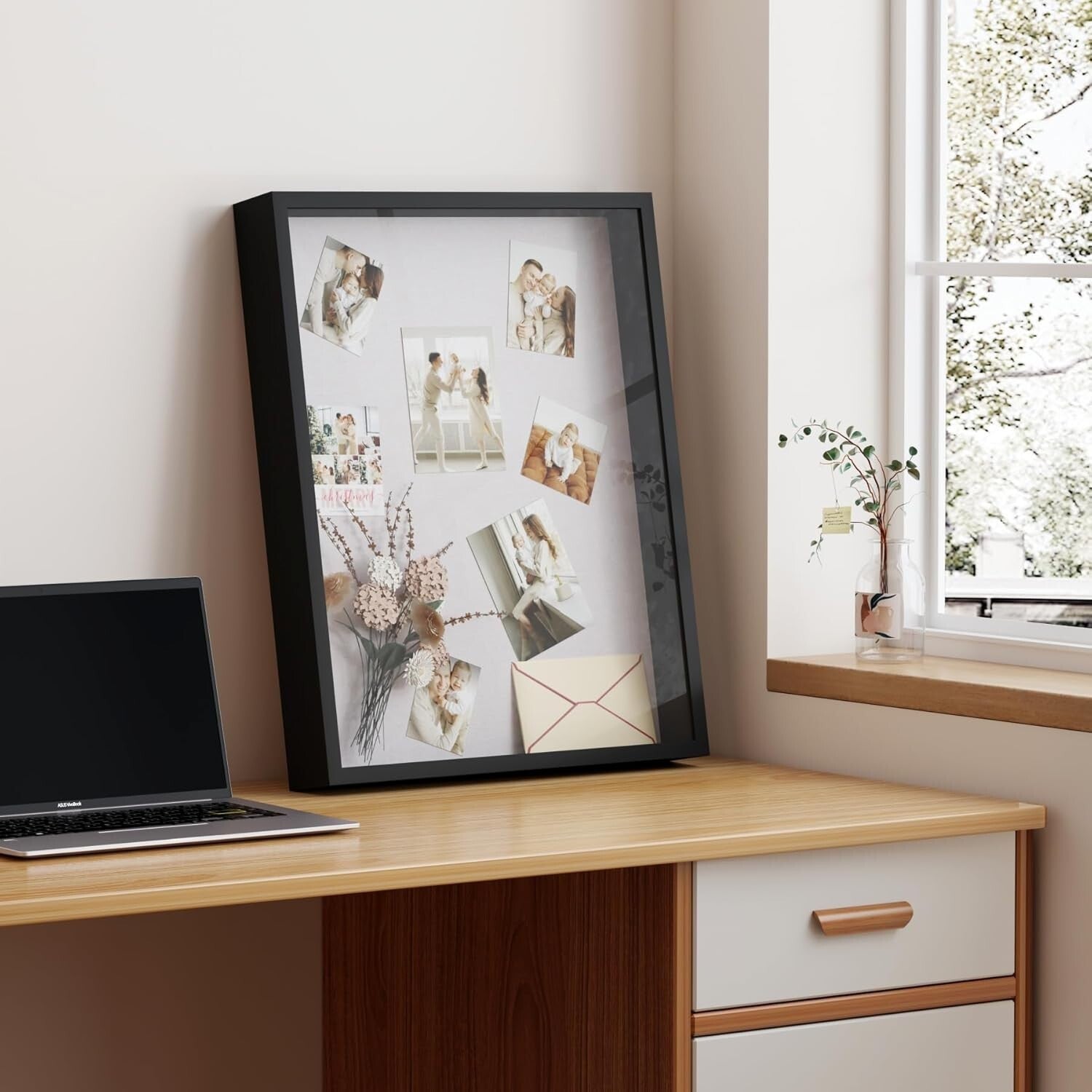 Elegant 16x20 Shadow Box Frame in Black with Shatterproof Plexiglass Cover