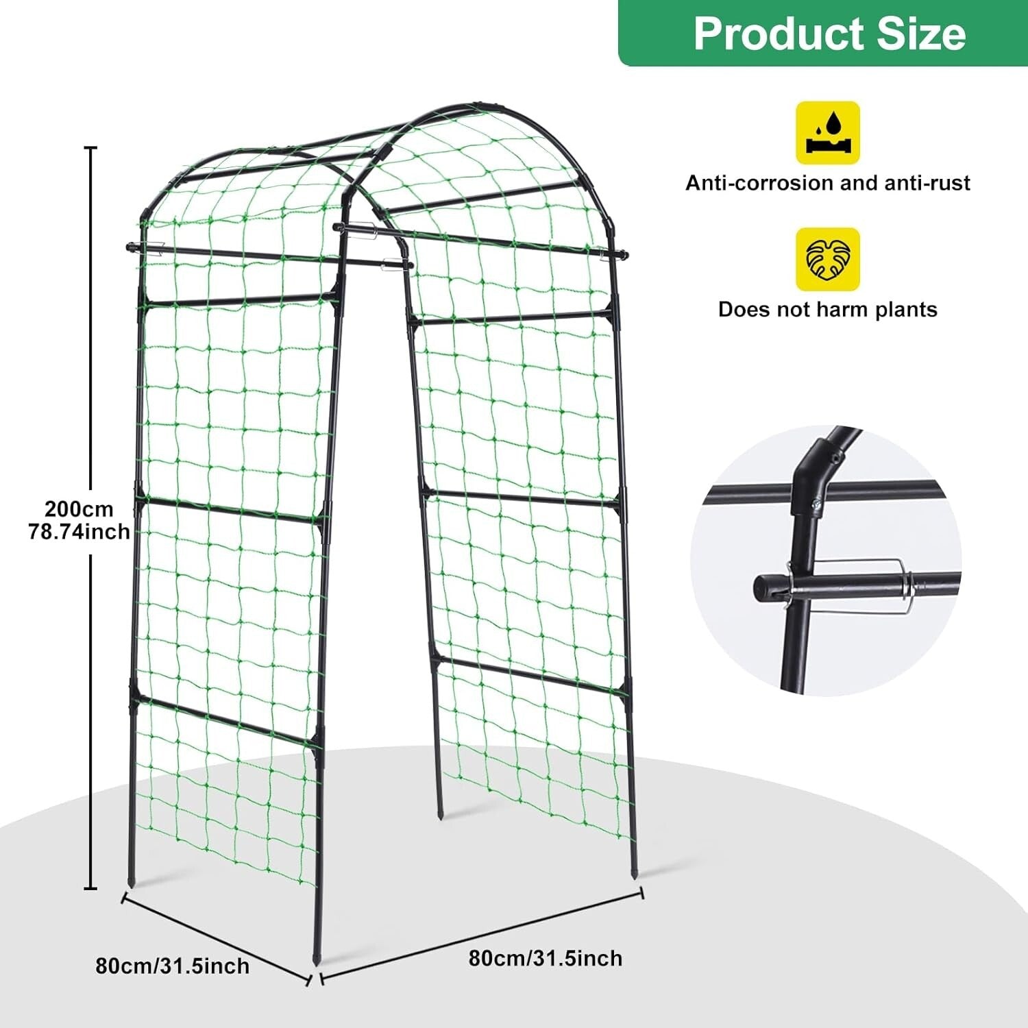 6.7ft Stylish Garden Arch Trellis for Climbing Plants - Durable Black Support