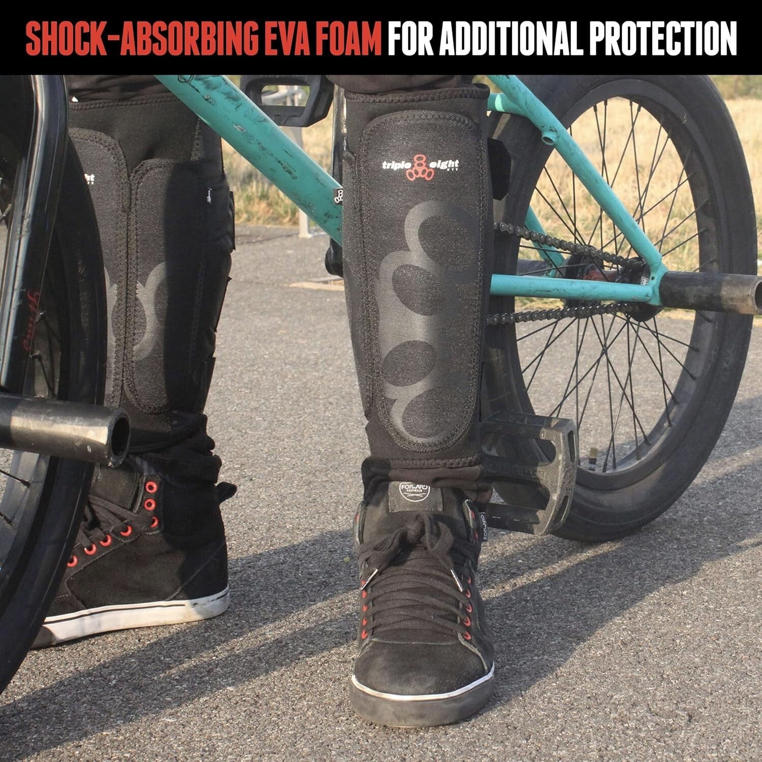 Small Black ExoSkin Shin & Whip Guard - Ultimate Protection for BMX Riders